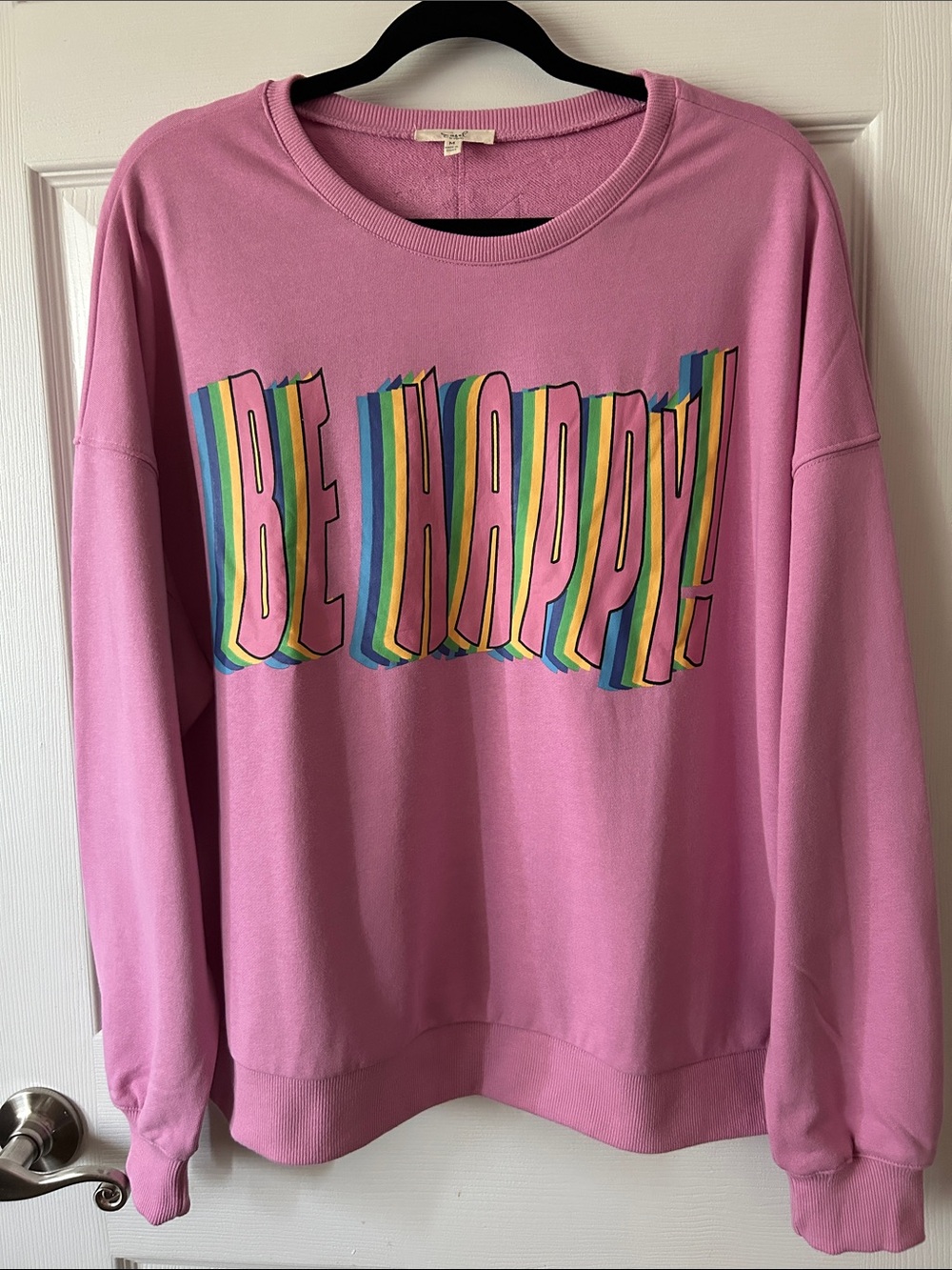 easel Pink 'Be Happy' Multicolor Graphic Sweatshirt